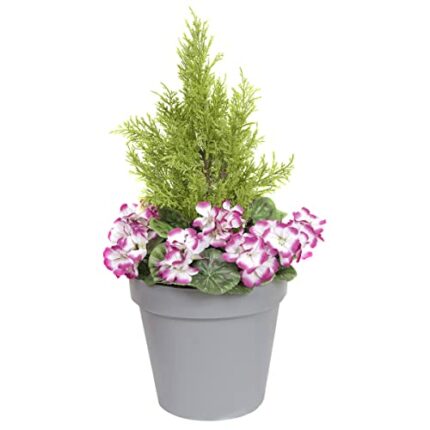 Artificial Purple Geranium Grey Patio Planter 60cm/24in