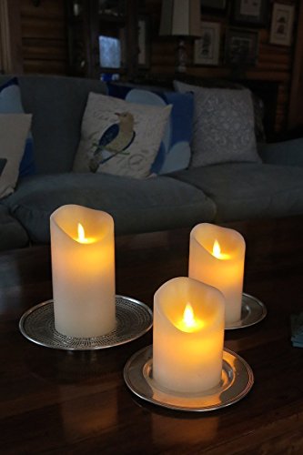 LED Candles,Flameless Candles 4" 5" 6" Real Wax Battery Candle Pillars, 10 Key Remote Control with 24 Hour Timer Function(Ivory,3 * 1)