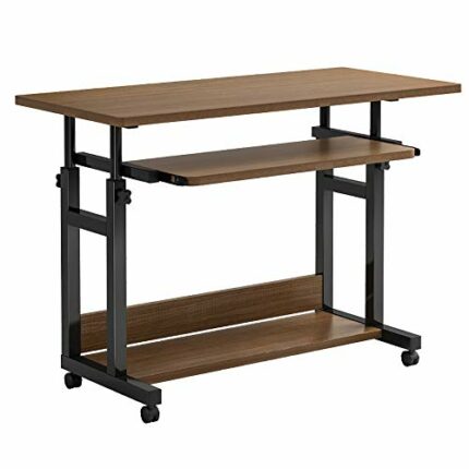 NaoSIn-Ni Students Study Writing Desk, Computer Home Office Desk, Thickened Steel Pipe Design, with Storage Shelves Keyboard Tray, Universal Roll