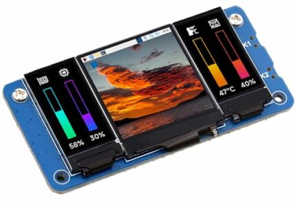 Triple LCD HAT for Raspberry Pi, Onboard 1.3inch IPS LCD 240×240 Resolution Main Screen and Dual 0.96inch IPS 160×80 Resolution LCD Secondary Scr