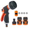 TFUFR Garden Hose Pipe Spray Gun Set, 8 Adjustable Patterns High Pressure Anti-Leaking Hose Gun with Hose Pipe Connect Adapters for Watering Plan