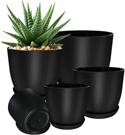 Utopia Home Plastic Planters - Flower Nursery Pots Indoor Modern Decorative Plastic Pots for Plants, Succulents, Flowers, and Cactus (5 Pack, Mul