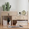 NXYJD Creative Flexible Solid Wood Table Bookshelf for Office Home Bedroom Storage Rack Students Desktop Wood Bookcase with Drawers