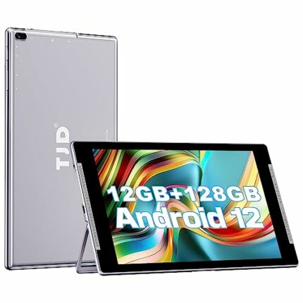 10.1 inch Tablet, Android 12 Tablets with Stand, 12GB RAM 128GB ROM (512GB Expandable Storage), HD IPS Screen, 2.0MP+8.0MP Dual Camera, Wi-Fi, Bl