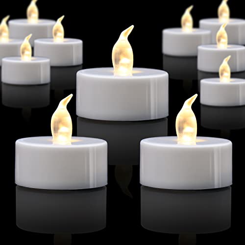 LFSEMINI LED Tea Lights, 24/50/100/200 Pack Flameless Flickering Tea Lights, Warm Yellow/Warm White, Last 150 Hours +, Battery Operated Tea Light