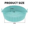 2 Pcs Air Fryer Silicone Liner, 7.9" Reusable Silicone Air Fryer Liners, Non-Stick Air Fryer Accessories for Ninja, Tower, COSORI (Blue + Gray)
