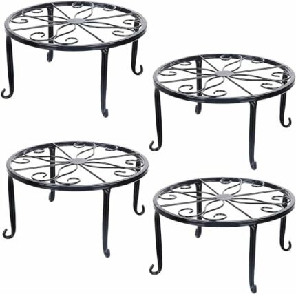 Tosnail 4 Pack Metal Plant Stand, Planter Support Rack, Plant Pot Stands, Planter Holder Heavy Duty, Rust Proof Iron Potted Plant Flower Pot Stan