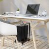 ABQ Computer Tower Stand, C-Shape Mobile CPU Holder with Storage Basket, 2 Tier CPU Stand Cart with Lockable Wheels, Fits Most Gaming PC Under De