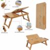 Bamboo Laptop Bed Desk, Foldable Laptop Tray for Bed, Adjustable Height and Viewing Angle Sofa Tray Laptop Table Laptop Desk Tray with Drawer for