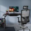 TEHONGMAI Gaming Table Ergonomic Computer Desk K-Shaped Gaming Desk with Mouse Pad, Cup Holder, Controller Stand Headphone Hook for E-Sport Racin