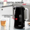 Tefal Smart'n Light Kettle, Keep Warm Function, Digital Temperature Control, Fast Boil 3kW, 1.5L, Black, KO853840