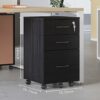 3 Drawer Wood Mobile File Cabinet with 1 Lock, Under Desk File Cabinet with 5 Wheels, Rolling Filing Cabinet for Home Office, Filing Cabinet Orga