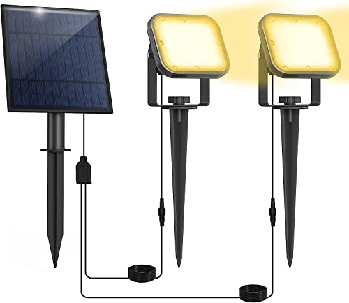 NATPOW Solar Garden Spotlight LED Solar Lights Outdoor, 2-in-1 Pathway Lights, IP65 Waterproof, Auto On/Off Outdoor Wall Lights, Landscape Spotli