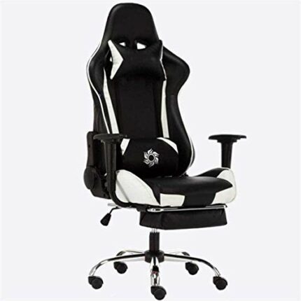 HJW Game Chair Racing Chair Office Chair Home Chair Ergonomic High Back Computer Chair Adjustable Chair Armchair,White,119-125X51X47Cm