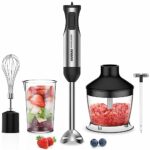 UUOUU Hand Blender, 800W 20-Speed Stick Blender, 5-in-1 Anti-Splash Immersion blenders with Turbo Mode, Baby Food Blender with 500ml Chopper, 600