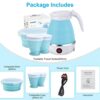 WADEO Foldable Electric Kettle, Portable Travel Electric Kettle with Food Grade Silicone, Quick Boiling Kettle with 2 Collapsible Cups & 1 Collap