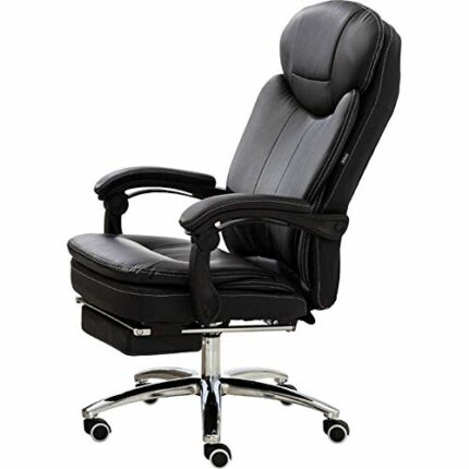 Mu Swivel Office Chair Manager Chair Home Swivel Chair Soft Padding Desk Chair for Office Study Room Pu Leather Office Chair Simple Black Compute