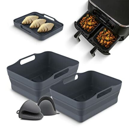 4PCS CozyCook Foldable Silicone air Fryer Liner Ninja Dual 9.5l Large, Ninja air Fryer Accessories af400uk, Oven Mitts, air Fryer Accessories Nin