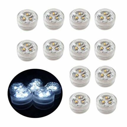 12x Underwater LED Flameless Tea Lights, Battery Operated Submersible Waterproof Decorative Candle Lights for Fish Tank/Pond/Swimming Pool/Weddin