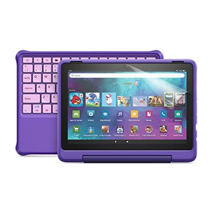 Fire HD 10 Kids Pro tablet (Doodle) + Kids Wireless Bluetooth Keyboard (Purple) + NuPro Screen Protector (2-Pack)