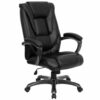 Flash Furniture High Back Leather Executive Swivel Chair with Arms, Metal, Black, 81.28 x 66.04 x 38.1 cm