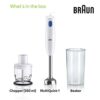 Braun MultiQuick 1 Hand Mixer MQ10.201MWH, Lightweight Mixer with EasyTwist Technology, One Speed, 350ml Chopper and 600ml Beaker Included, 450W,