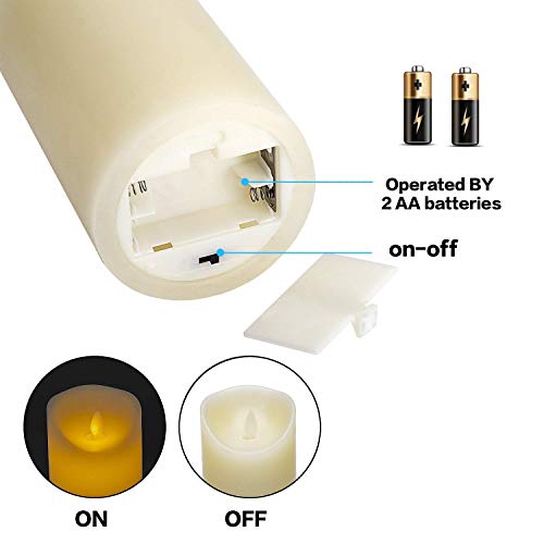 LED Candles,Flameless Candles 4" 5" 6" Real Wax Battery Candle Pillars, 10 Key Remote Control with 24 Hour Timer Function(Ivory,3 * 1)
