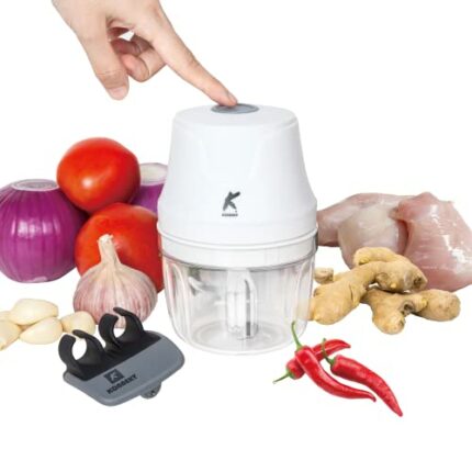 KONNEKT QuickBlend Mini Food Processor - 350ML BPA-FREE Bowl and Finger Peeler | Bundled Set - Wireless & Electric | Perfect for chopping Garlic,