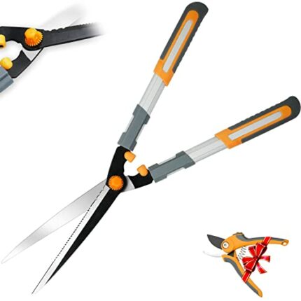 AIRAJ Hedge Shears Set, Professional Garden Shears, Hedge Clippers for Trimming Bushes and Fences, Manual Hedge Trimmer with SK-5 Serrated Blades