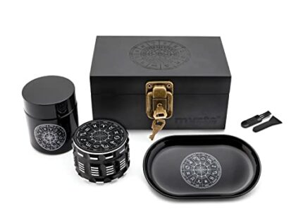 MYSTE ZODIAC Stash Box with Accessories, Large Grinder 63 mm, Smell-Proof Lockable Combo Gift Set, Stashbox with Lock, Combo Kit, Rolling Tray Se