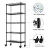 SUOERNUO 5-Shelf Shelving Storage Unit on Wheel Casters Metal Organizer Wire Rack for Home Office Kitchen Bathroom Organization Black(30Lx14Wx62.