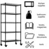SUOERNUO 5-Shelf Shelving Storage Unit on Wheel Casters Metal Organizer Wire Rack for Home Office Kitchen Bathroom Organization Black(30Lx14Wx62.