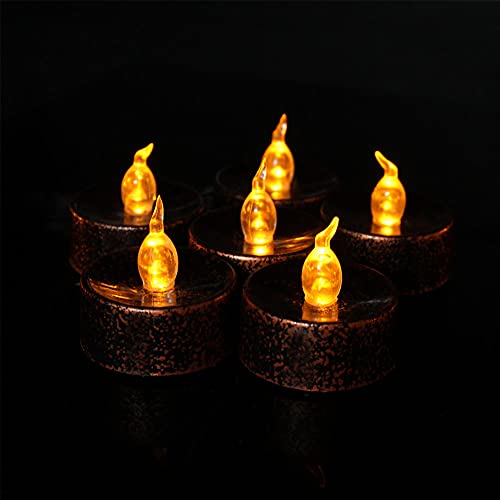 Yius 12Pcs Tea Lights Candles, Realistic LED Flickering Tea Candles, Battery Long Lasting Flickering Bulb Tea Lights for Party and Gifts Ideas Ho
