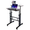 AIZ Mobile Standing Desk, Adjustable Computer Desk Rolling Laptop Cart on Wheels Home Office Computer Workstation, Portable Laptop Stand for Smal