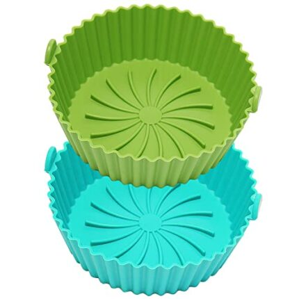 2 Pack Air Fryer Silicone Pot Liners, Replacement of Parchment Paper Liners, Non-Stick Reusable Air Fryer Liners (Top6.3"+Bottom5.3'')