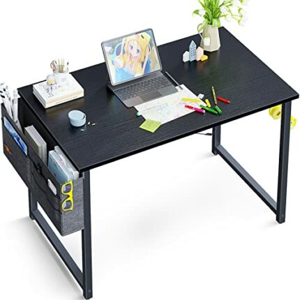 ODK 32 inch Small Computer Desk Study Table for Small Spaces Home Office Student Laptop PC Writing Desks with Storage Bag Headphone Hook, Black