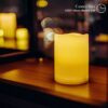 2 PCS 3" x4" Waterproof Outdoor Battery Operated Flameless LED Pillar Candles with Timer Flickering Plastic Resin Electric Decorative Light for L