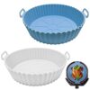 2 Air Fryer Silicone Pot Extra Large Capacity 8.5inch, Silicone Air Fryer Liner, Reusable Non-Stick Air Fryer Basket Silicone, for Oven, Air Frye