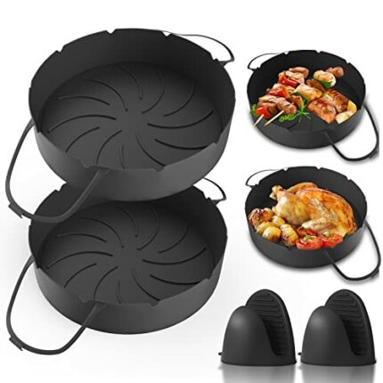 Nestling Air Fryer Silicone Reusable Liner, 2 PCS Air Fryer Accessories with Handles, 8.8in Air fryer Basket Liners for Oven Microwave Steamers,