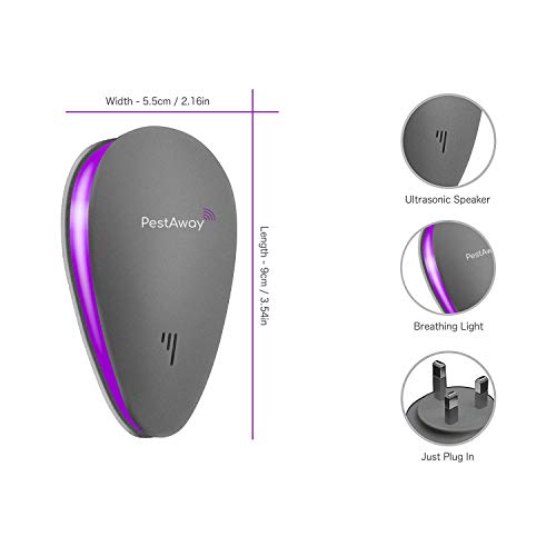 PestAway Ultrasonic Pest Repeller - NEW 2023 UPGRADED (3 Pack) - Mouse & Rat Control - Insect & Rodent Repellent For Mosquitos, Flies, Wasps, Ant