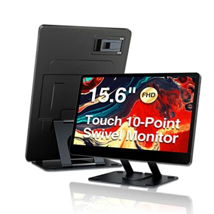Teamgee Touch Screen Montior PC,15.6" FHD 1080P IPS Portable Touchscreen with 360°Rotatable Stand & Built-in Touch Keyboard,Perfect for Work