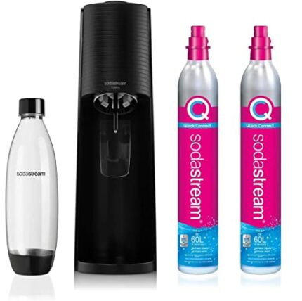 SodaStream Terra Sparkling Water Maker, Sparkling Water Machine & 1L Fizzy Water Bottle, Retro Drinks Maker w.BPA-Free Water Bottle & 2x Quick Co