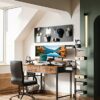 ODK Computer Desk with Drawers, Office Desk with Storage & Shelves, Work Writing Desk with Monitor Stand Shelf, Rustic Brown Home Office Desks fo