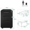 YITAHOME Fully Assembled 3-Drawers Mobile File Cabinet for Home Office, Lockable Rolling Filing Cabinet with Wheel, Under Desk File Storage Cabin