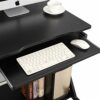 SogesPower Mobile Computer Desk Work Workstation with Printer Shelf and Keyboard Space Computer Workstation for Home and Office,Black