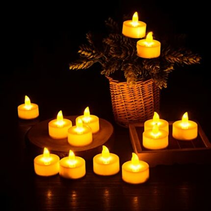 LED Tea Light Candles, 24 pcs Realistic and Bright Flickering Electric Fake Candle Lamp, Battery Tea Lights,120H Long Lasting Flameless Candles f