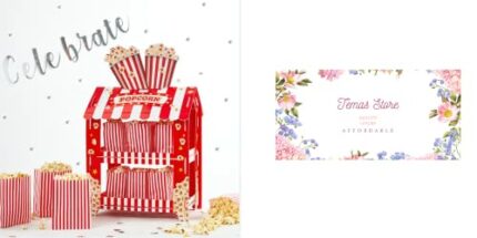 Temas Popcorn Party Stand | Easy To Assemble | Movie Night | Birthday Party | 12x Popcorn Bags