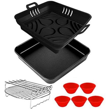 moleath Air Fryer Accessories Compatible for Cosori Uten 5.5L, 6.4L, 6.5L, Tower 7L, 9 inch Airfryer Accessory with Reusable Silicone Air Fryer L