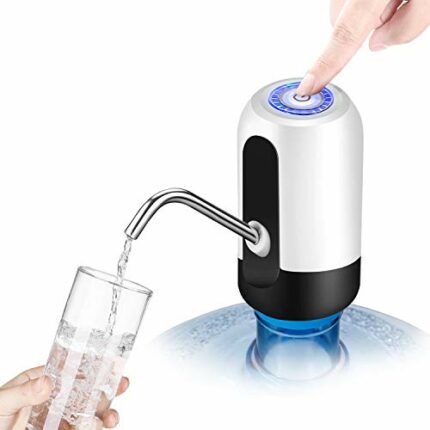 Flexzion Water Bottle Dispenser for 5/6 Gallon Jugs, Detachable Electric Cold Drink Beverage Pump w/Portable Mini Battery Box, Top Loading Type f