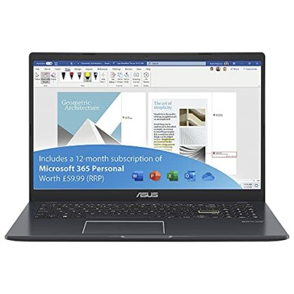ASUS Vivobook E510MA 15.6-inch Laptop (Intel Celeron N4020, 4GB RAM, 128GB eMMC, Windows 10) Includes 1 Year Microsoft Office 365 Subscription